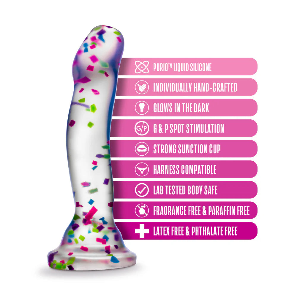 Glow in the Dark Silicone Dildo with Fun Confetti