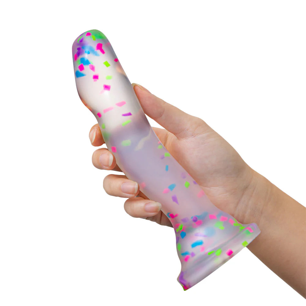 Glow in the Dark Silicone Dildo with Fun Confetti