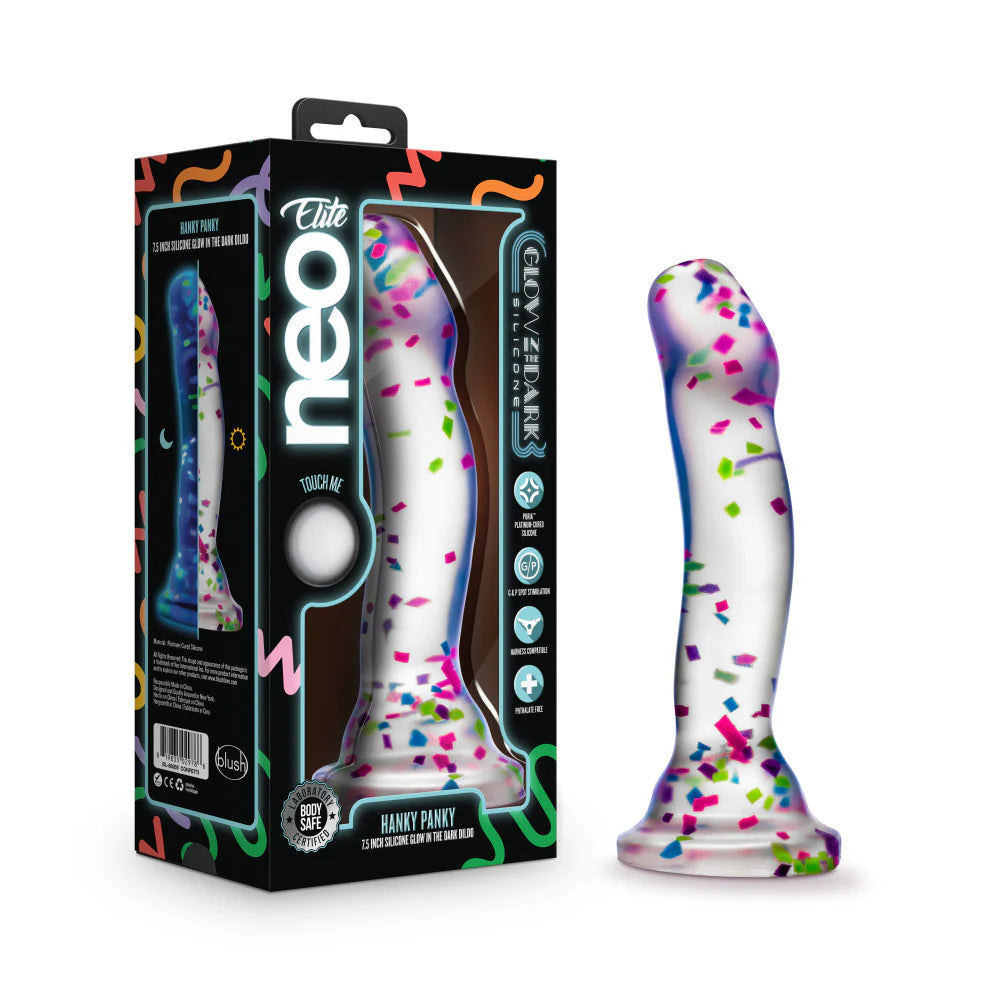 Glow in the Dark Silicone Dildo with Fun Confetti